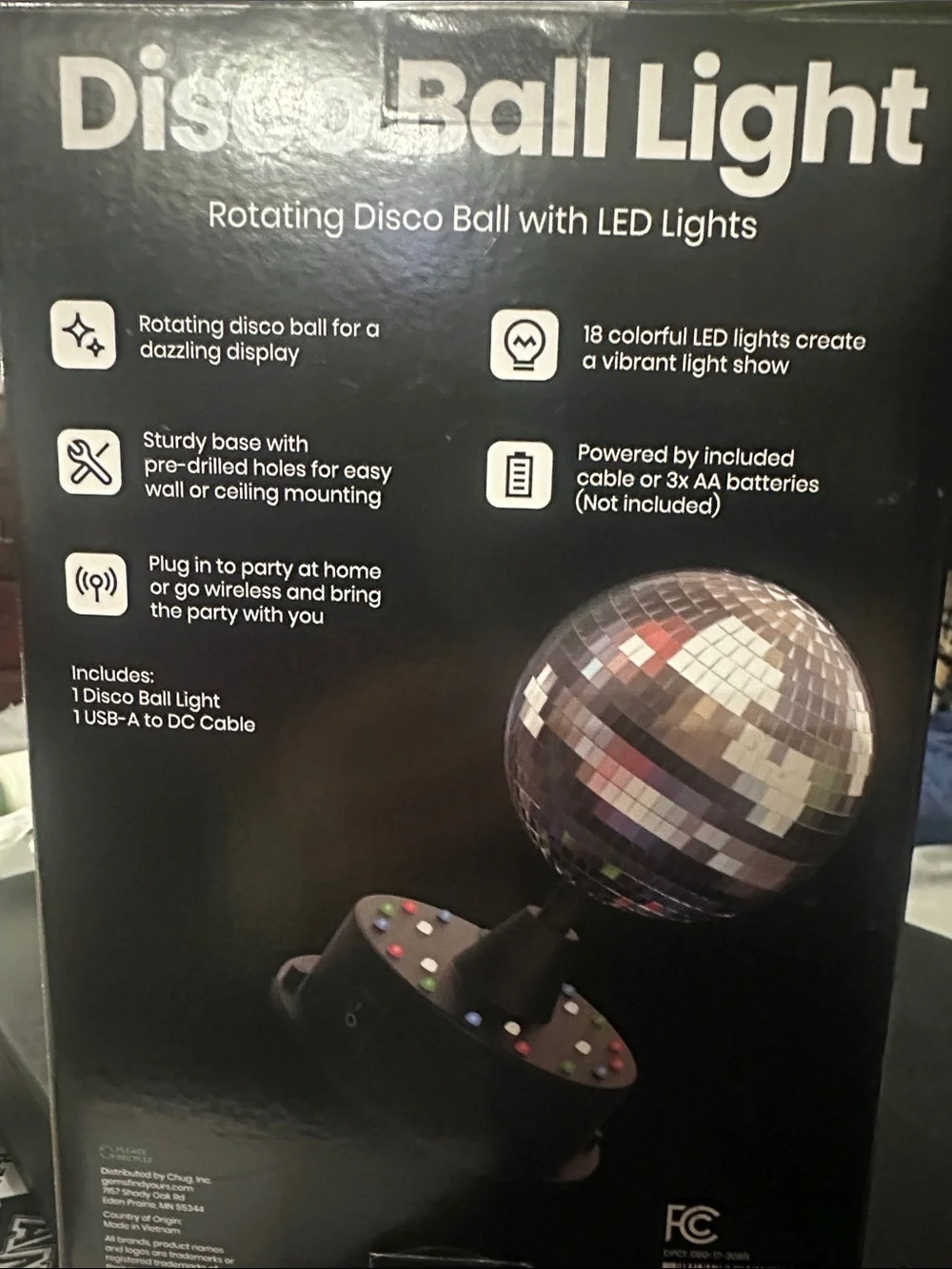 Rotating Mirror Disco Ball Party Light - Silver